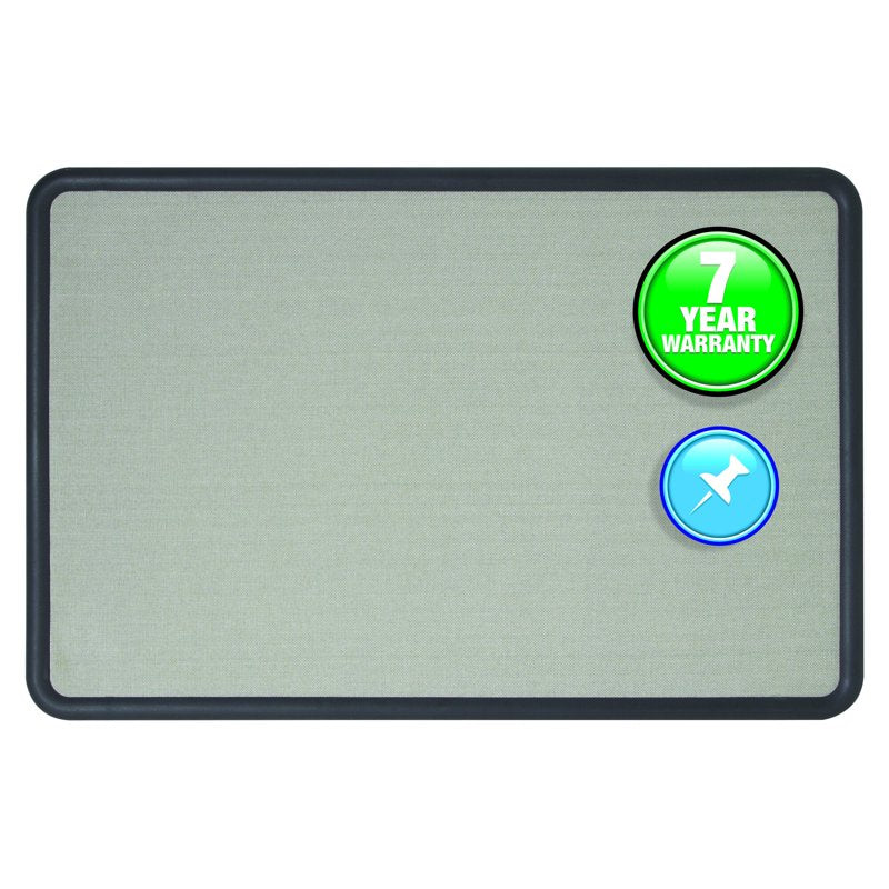 Quartet Contour Fabric Bulletin Board - 4' x 3' Gray Fabric, Black Frame