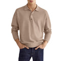Men's Long Sleeve Polo Shirt - Soft Cotton Collared Casual Top