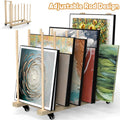 Wooden Art Storage Rack with Casters for Canvas & Artwork - 31.5 x 14.2 in