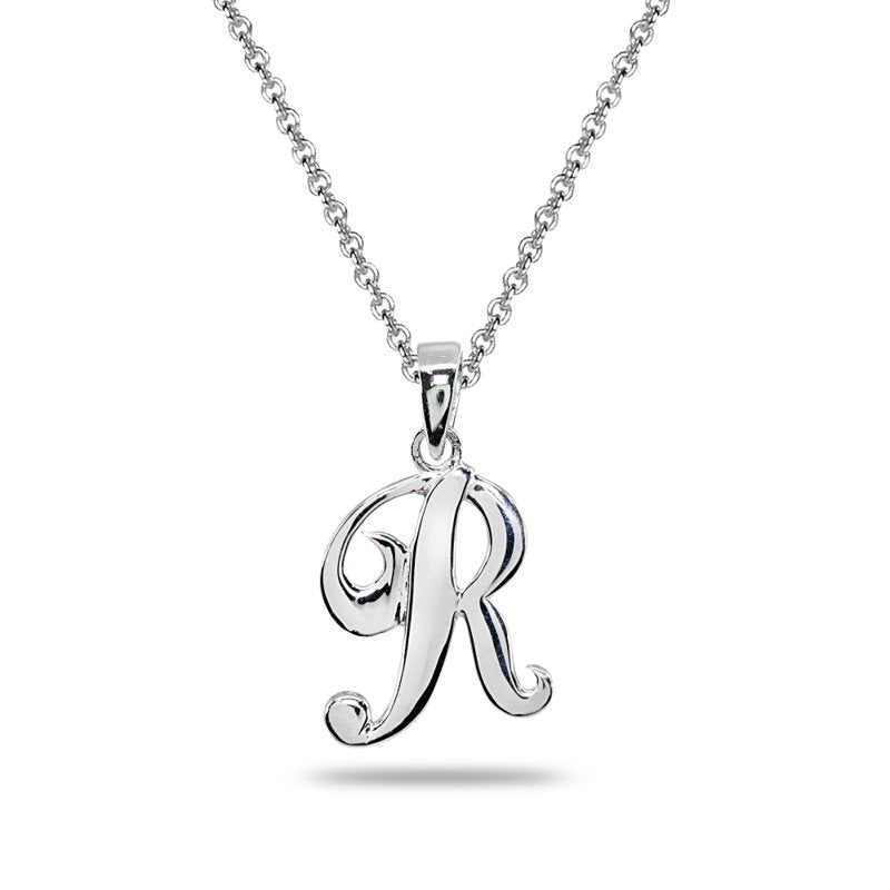 Personalized Sterling Silver Letter Pendant Necklace - Custom Initial Jewelry
