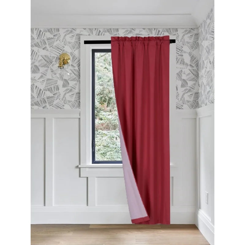 Solid Microfiber Window Curtain Panel - Light Filtering, Rod Pocket, 35x84 Inches