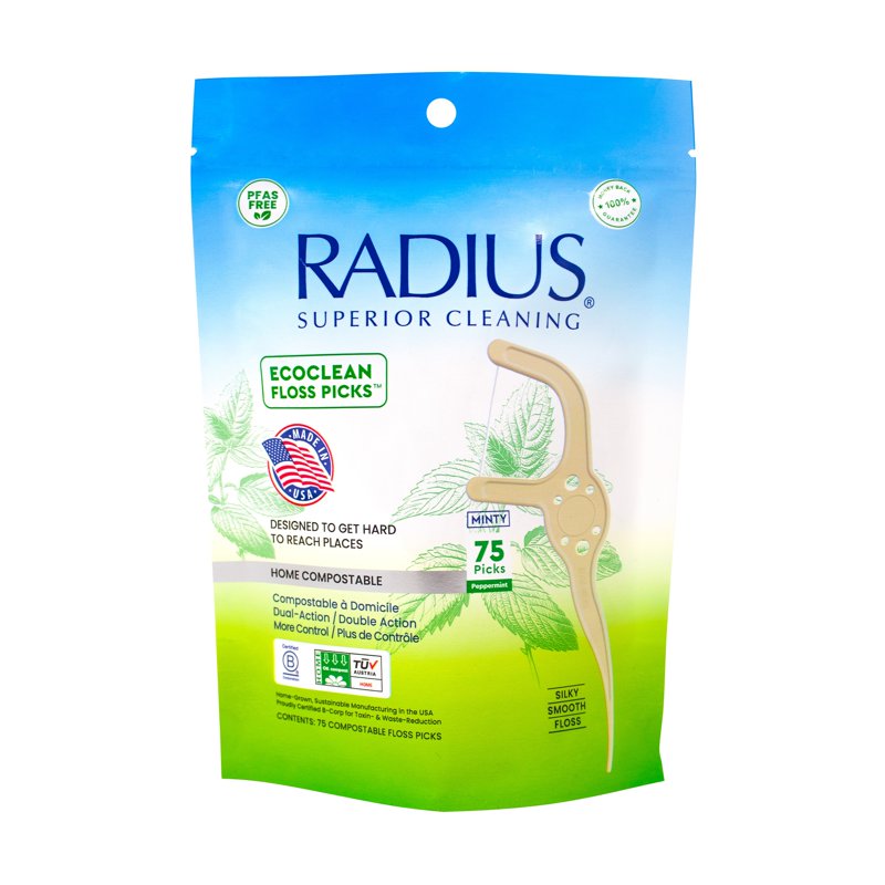 Eco-Friendly Compostable Dental Floss Picks with Toothpick - 75 Count