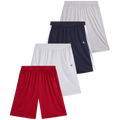Kids Active Shorts 4-Pack - Breathable Mesh Athletic Basketball Shorts for Boys