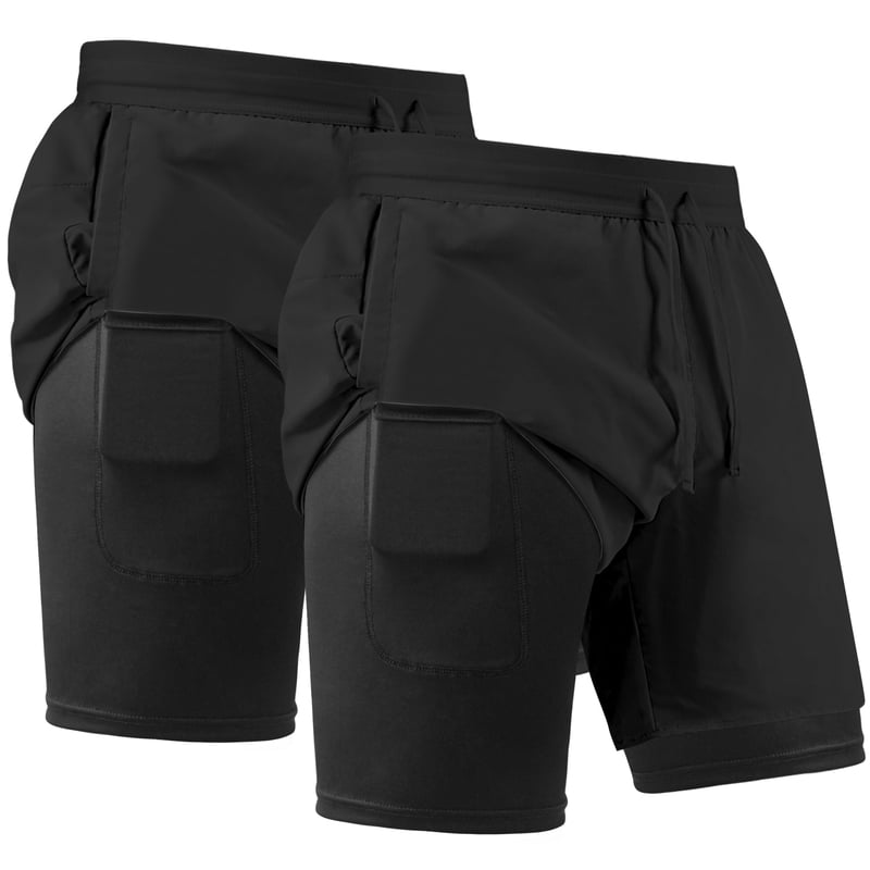 Men's Athletic Shorts with Liner - Quick Dry Workout & Sports Shorts, 2 Pack
