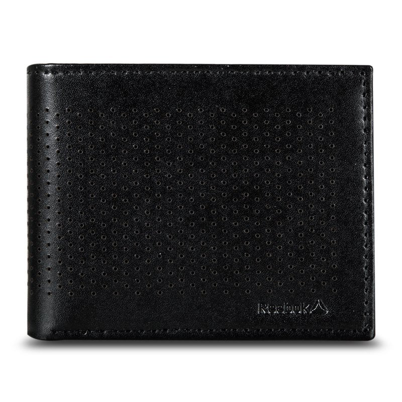 Men's Leather Perforated Bifold Wallet with RFID Protection
