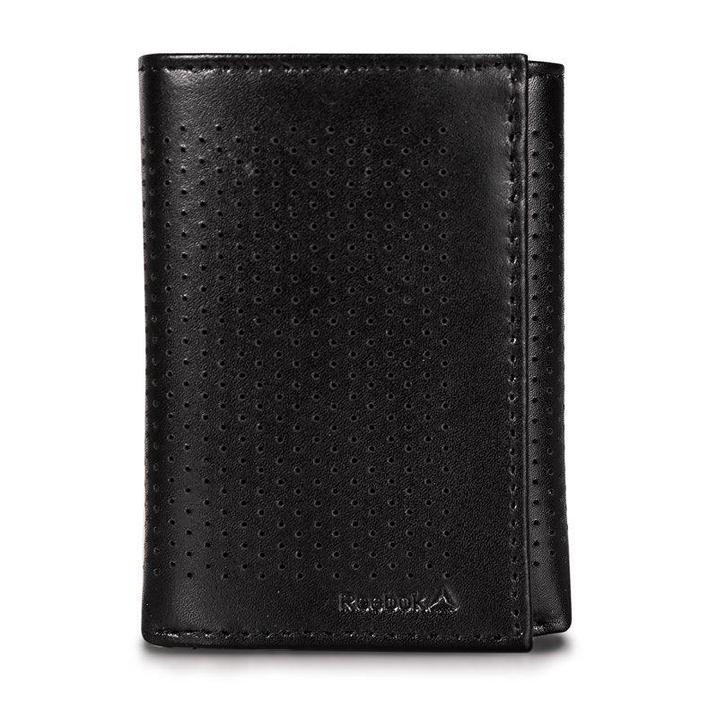 Leather Perforated Trifold Wallet with RFID Blocking - Slim Design, Card & Cash Storage