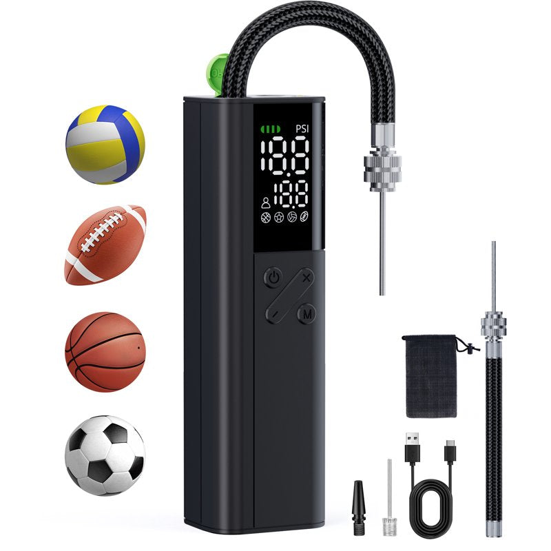 Electric Ball Pump 18 PSI with Gauge & Inflation Needle - Fast Wireless Sports Ball Inflator