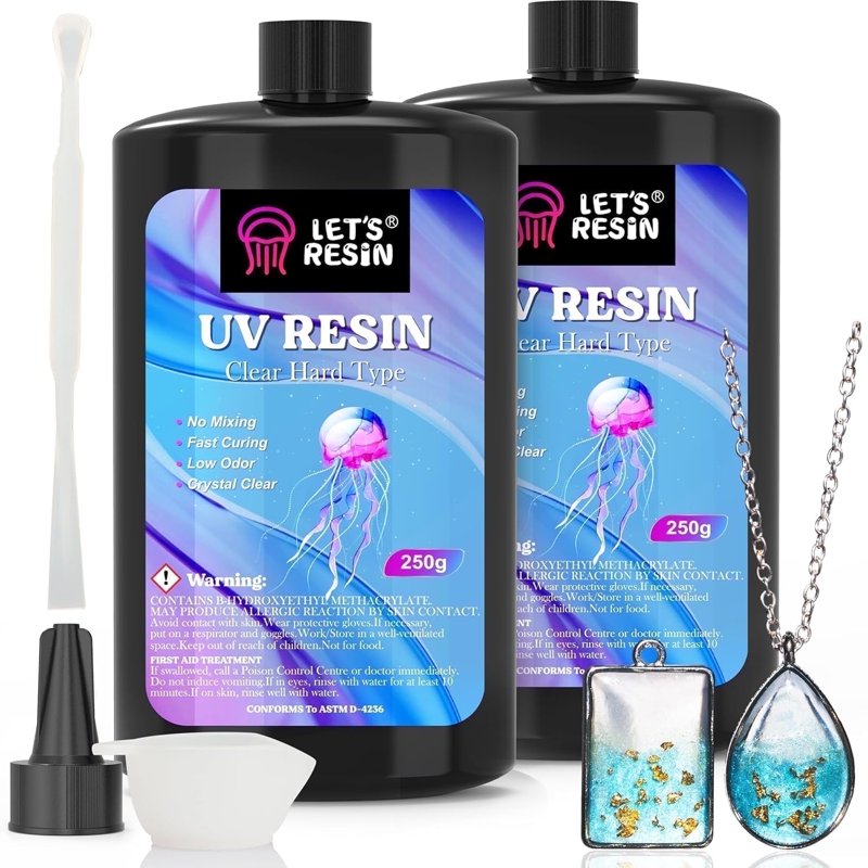 UV Resin for Jewelry and Crafts - Crystal Clear, Hard, Low Odor 500g & 2000g