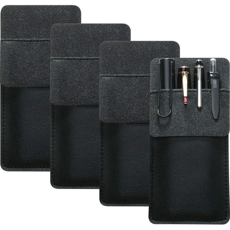 Leather Pen Pouch Organizer - Set of 4, Handmade Pencil Holder for Office & Hospital
