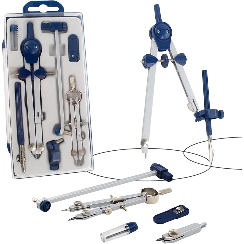 Professional Geometry Compass Set 7PCS for Drafting & Drawing