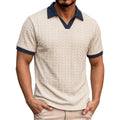 Men's Polo Shirts V Neck Short Sleeve Golf Casual Knit Tops