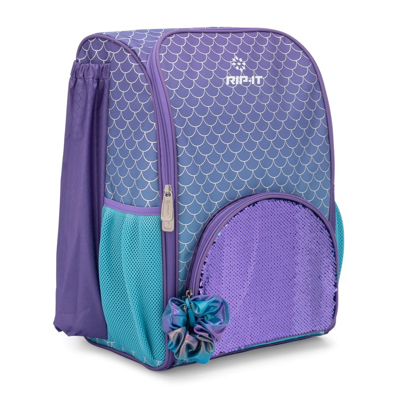 Softball Backpack with Ombre Mermaid Print & Flip Sequins - Adjustable & Water Bottle Sleeve