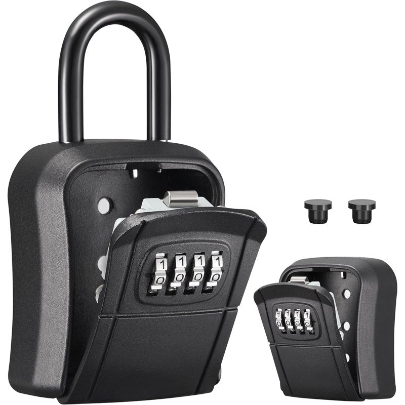 Portable Wall-Mounted Key Lock Box with Combination Code, Weather-Resistant Metal Safe for Home & Office