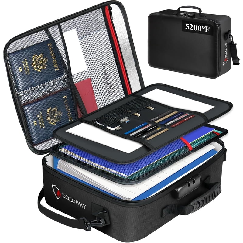 Fireproof Document Bag with Lock - Heat Insulated Safe for Important Files