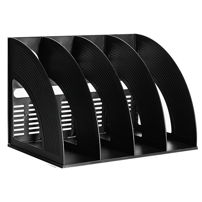 4-Compartment Desktop File Organizer Stand - Sturdy Plastic Office & Home Storage