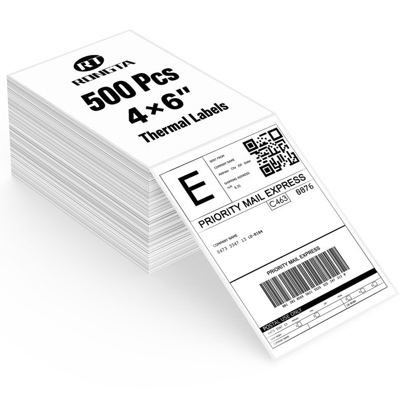 4x6 Shipping Labels - 500 Fanfold Thermal Address & Barcode Labels - Strong Adhesive