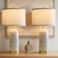 Modern Set of 2 25-Inch Touch Control Bedside Table Lamps with Linen Shades