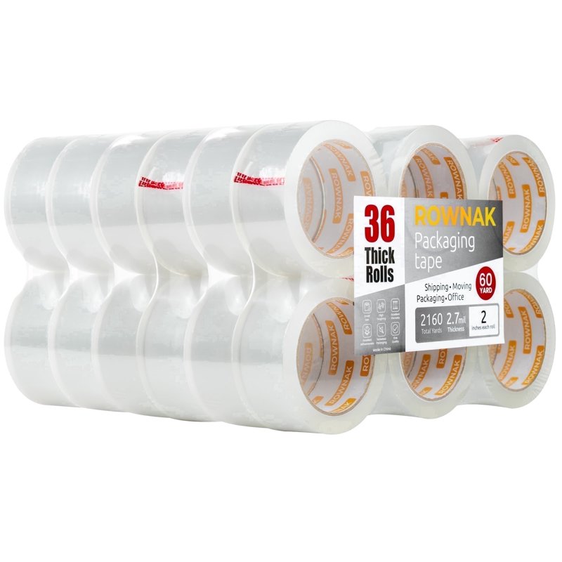 Heavy Duty Packing Tape Rolls - Clear, 2.7 Mil Thick, 2-Inch Wide, 60 Yards Each