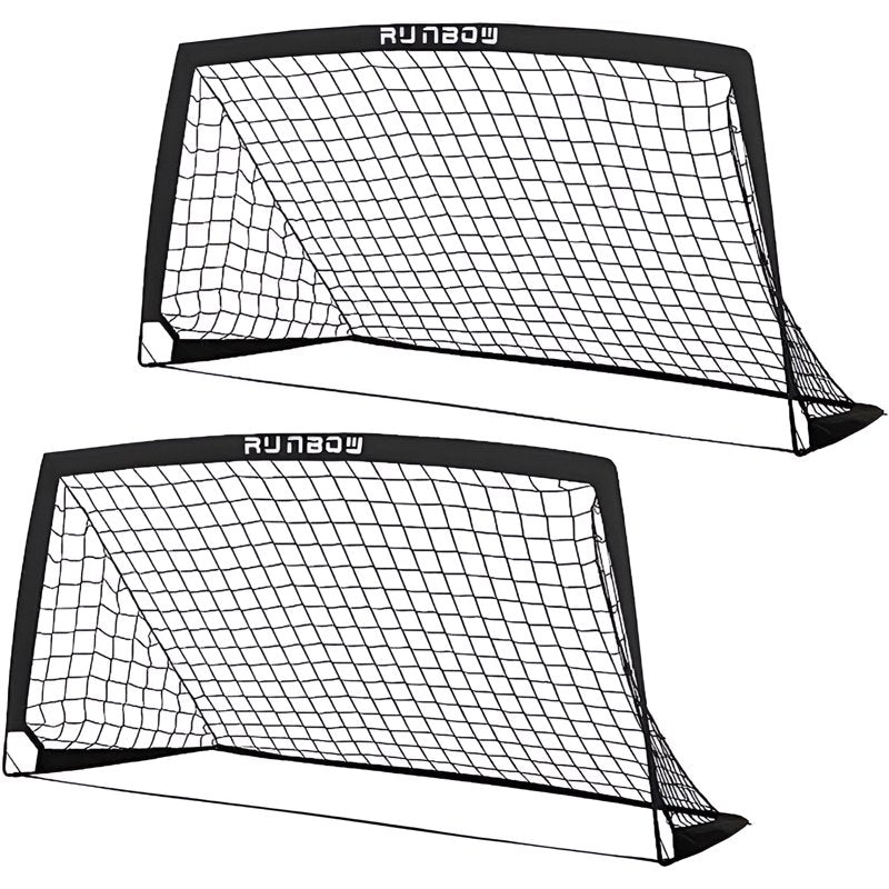 RUNBOW 6x4 ft Portable Kids Soccer Goal with Carry Bag – Black