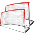 RUNBOW 9x5 Ft Portable Soccer Goal for Backyard - Red, 2 Pack with Carry Bag