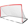 RUNBOW 12x6ft Portable Soccer Goal - Folding Metal Frame for Backyard, 1 Pack, Red