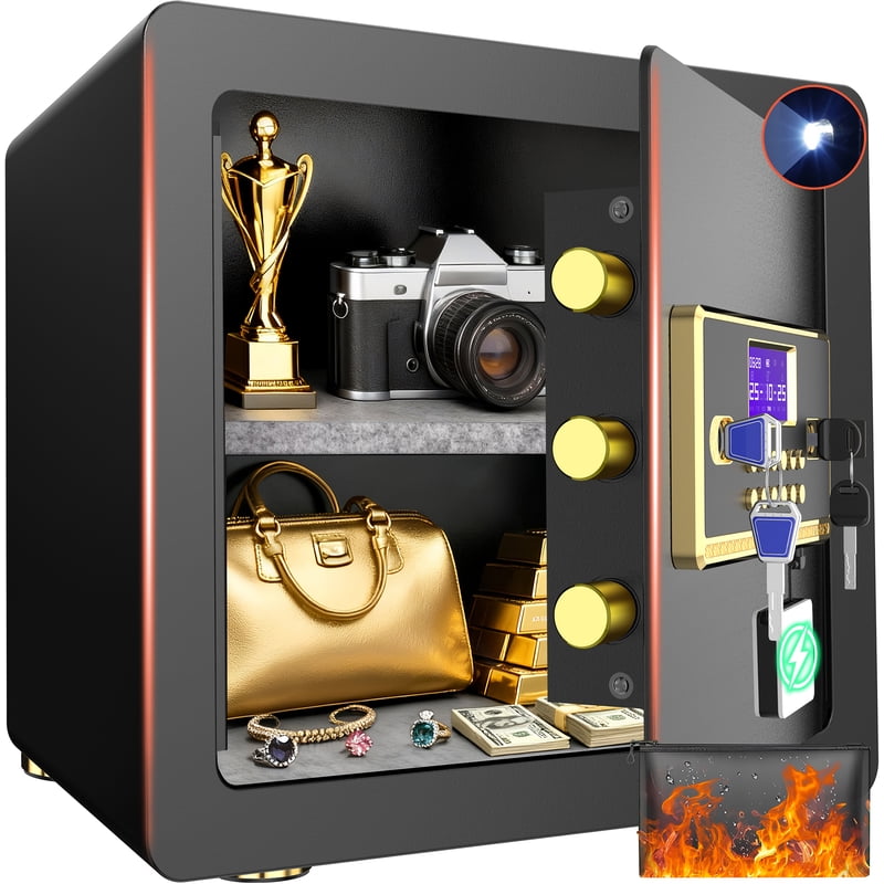 Home Safe with Digital Keypad, Fireproof Waterproof Bag & Adjustable Shelf
