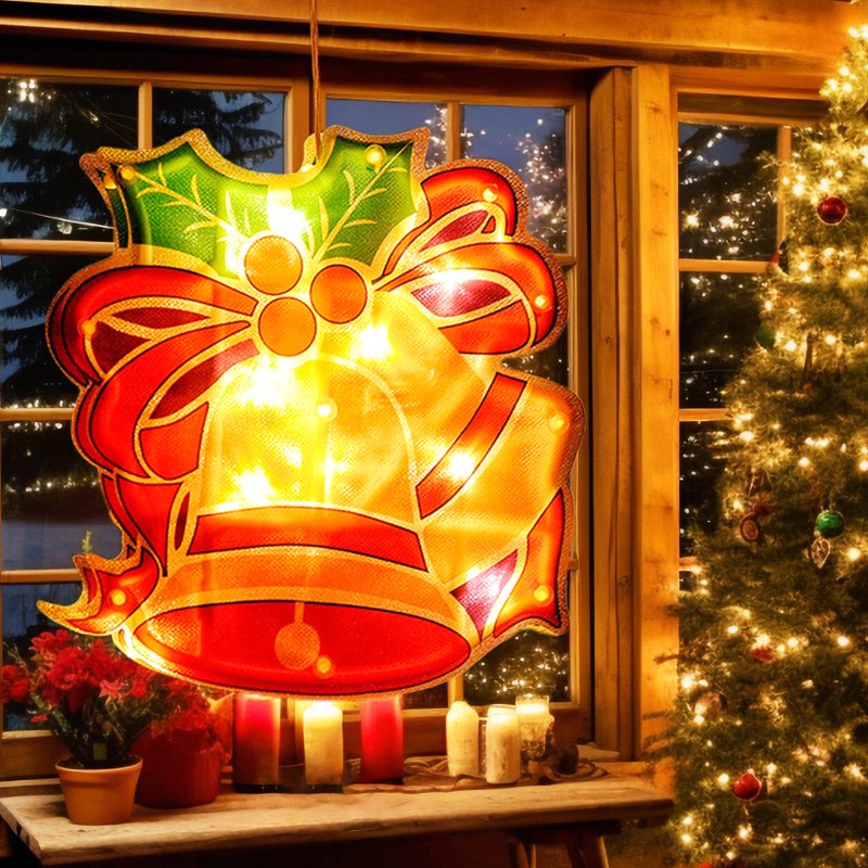 Christmas Window Hanging Lights with Suction Cups - Battery Operated Indoor Decor