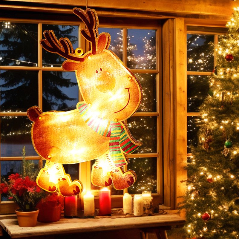 Christmas Window Hanging Lights Decorations Battery Operated Indoor Xmas Decor
