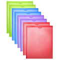 Heavy Duty Plastic Pocket Folders with Clear Front, Assorted Colors, 8 Pack