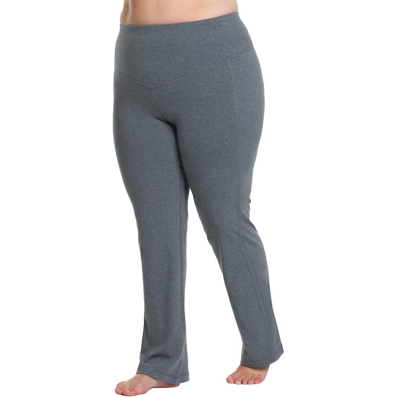 Women’s Plus Size Compression Bootcut Pants - High-Rise Supportive Workout & Athleisure