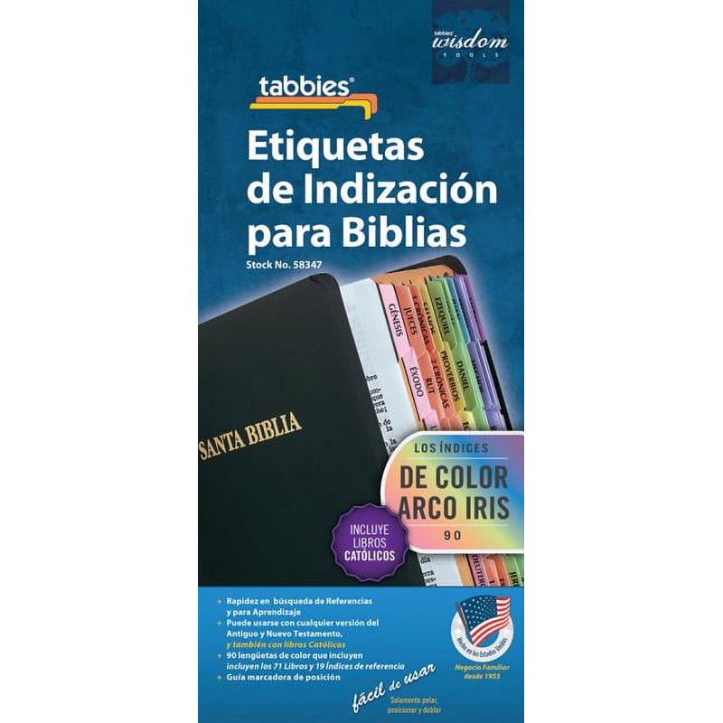 Spanish Rainbow Catholic Bible Tabs - 10 Pack Bible Indexing Tabs for Old & New Testament
