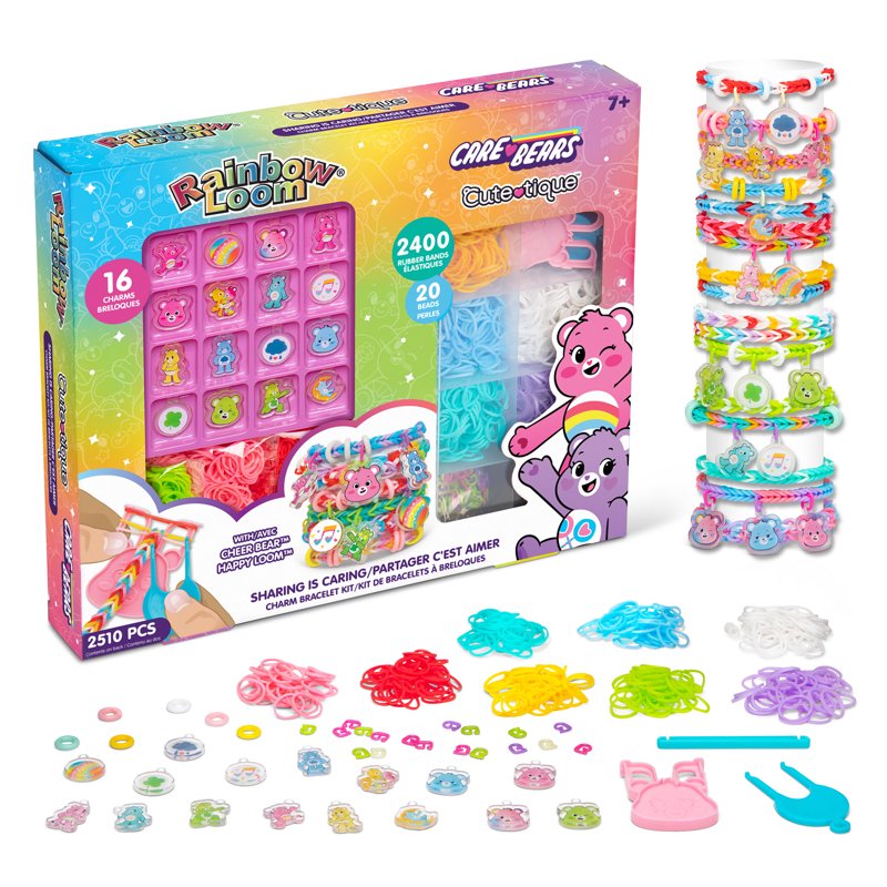 Kids DIY Rainbow Loom Care Bears Bracelet Kit with Charms & Bands