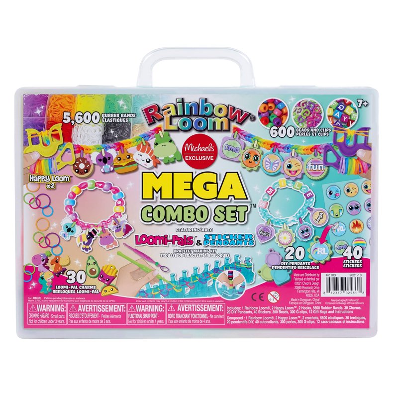 Kids Jewelry Making Kit Rainbow Loom Mega Combo Set with Rubber Bands Beads & Charms
