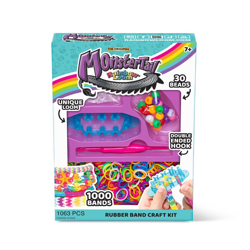 Rainbow Loom Monster Tail Craft Kit for Bracelets Ages 7+ - Includes Loom and Bands