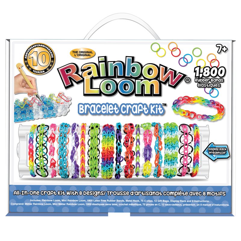 Rainbow Loom Rubber Band Bracelet Craft Kit with 1,800 Bands & Storage