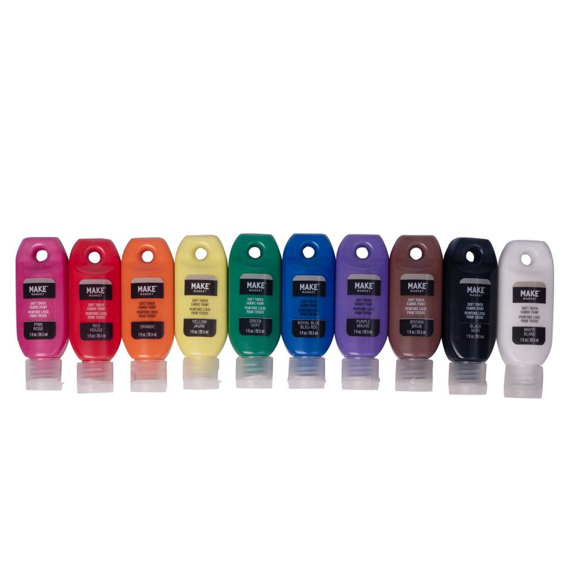 Rainbow Fabric Paint Set - Soft Touch, Opaque, Washable, 10 Shades