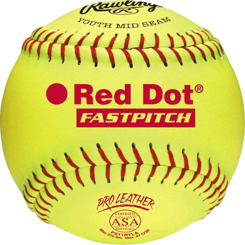 Official Fastpitch Softballs 12 Pack - Red Dot Leather 11 Inch