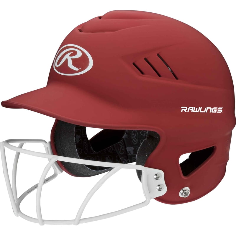 Softball Batting Helmet with Face Guard - Rawlings Coolflo OSFM Matte Scarlet