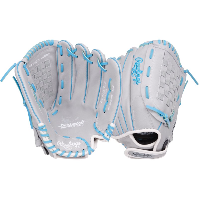 12.5-Inch Fastpitch Softball Glove for Outfield - Gray and Blue, Right Hand Throw