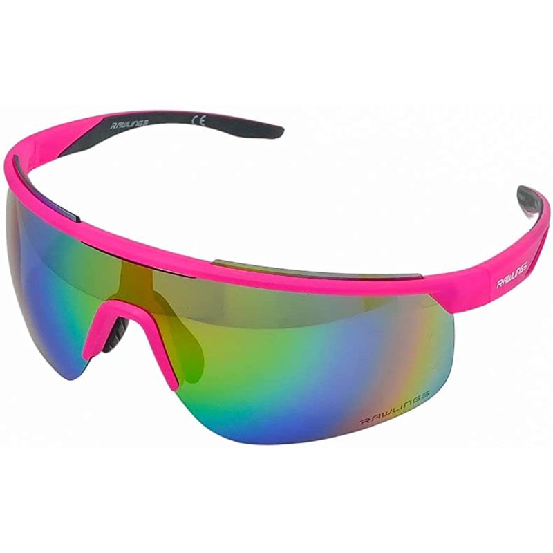 Retro Vaporwave Baseball Shield Sunglasses Neon Pink Sunset - Sport Performance UV Protection