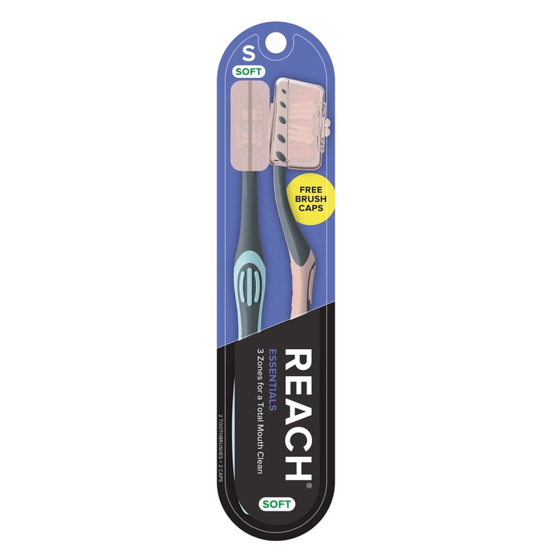 Manual Toothbrush with Cap - Soft Bristles, Multi-Angled Cleaning, Pack of 2 or 6