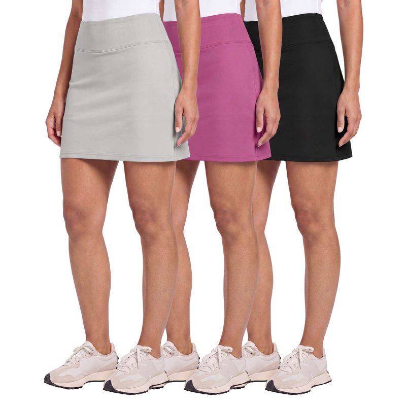 Women's Athletic Skort Set 3-Pack - 16-Inch Tennis Golf Workout Skirts with Pockets
