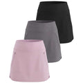 Women's 16-Inch Curved Hem Golf Skort 3-Pack with Zip Pockets - Athletic Tennis & Workout Skirts