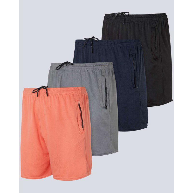 Men's Mesh Athletic Shorts 5-Inch Zipper Workout Running Basketball Gym Pair