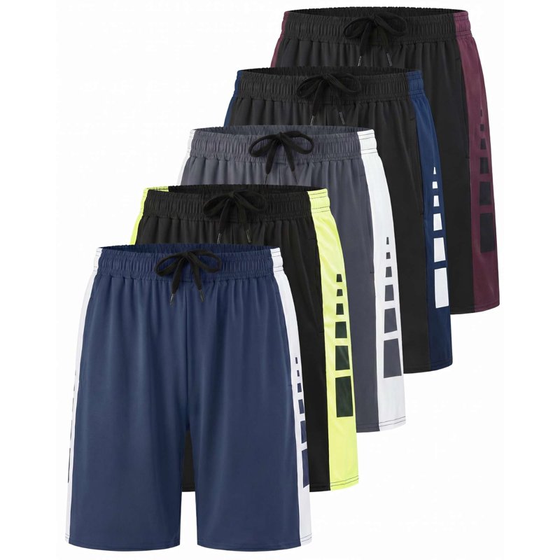 Youth Basketball Shorts 5 Pack - Lightweight Athletic Performance with Pockets