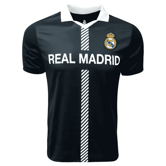 Licensed Real Madrid Soccer Jersey for Men - Icon Sports Black/White, 100% Polyester, YS-XXL, Adult L