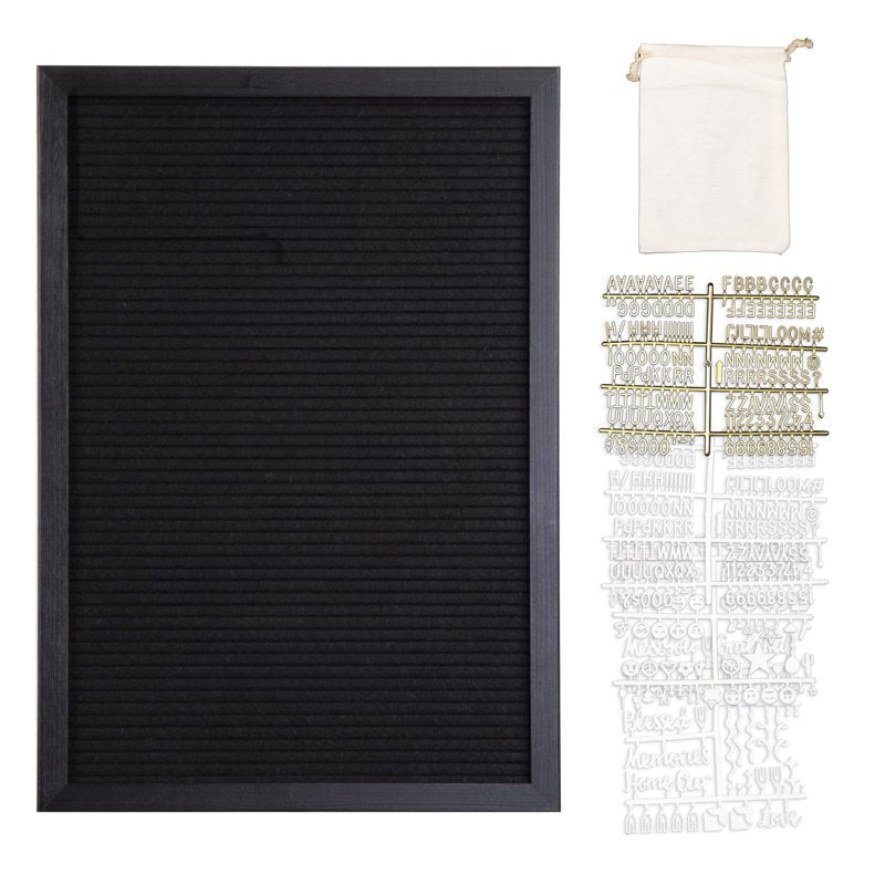 Wood Framed Felt Letter Board 12x17 Inch Changeable Message Board with Stand and Wall Mount