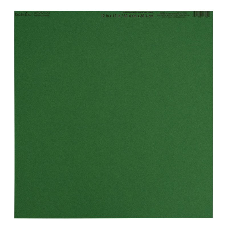 Mossy Green Recollections 12" x 12" Smooth Solid Cardstock Paper - 60 Pack
