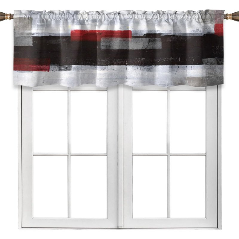 Modern Abstract Kitchen Valances - Window Treatment for Living Room Bedroom Bathroom - 18x52 Inches