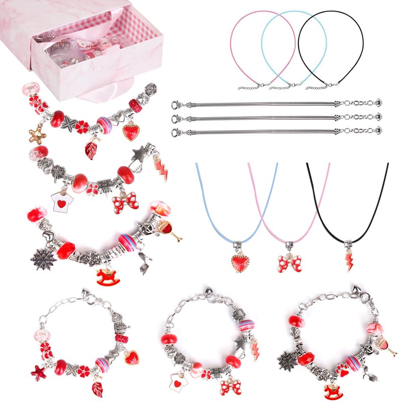 DIY Charm Bracelet Making Kit for Kids Teens - Jewelry Craft Set with Gift Box